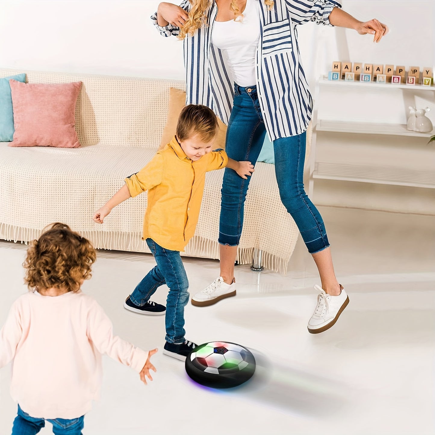 LED Voetbal Set met Schuim Bumper - Glijd-op Lucht Kussen Speelgoed voor Kinderen